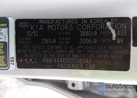 2016 Kia Forte Lx from USA, damaged, VIN KNAFX4A63G5558242